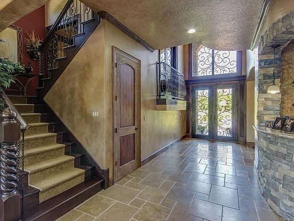 Travertine floors and faux finished doors