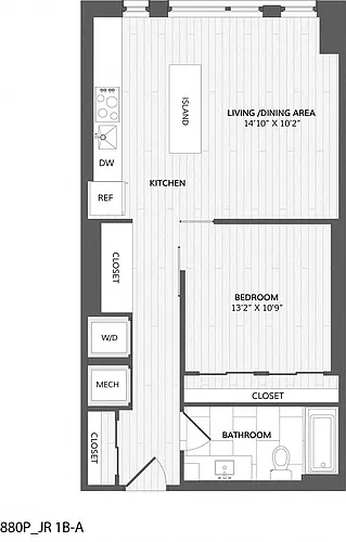 Floor plan 1 Bed/1 Bath-JR 1B-A_880 P