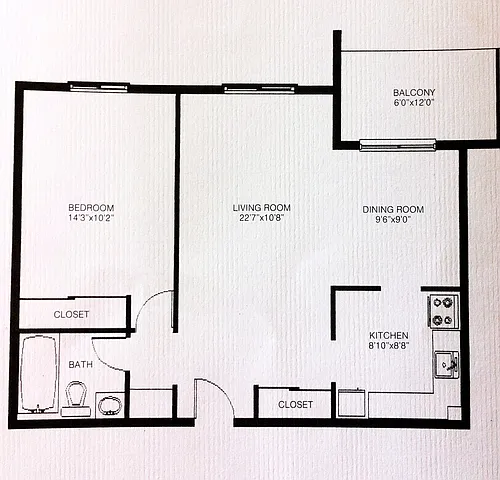 Floor plan 1 bedroom