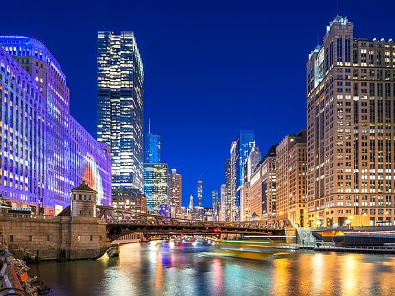 Wolf Point East Night Building