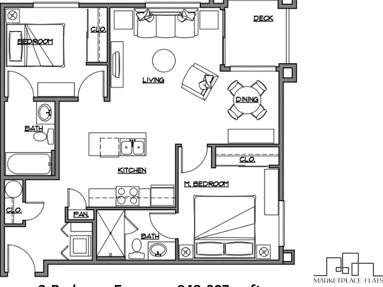 2x2 Economy l 843+ sq ft l Marketplace Flats 2x2 Economy l 843+ sq ft l Marketplace Flats