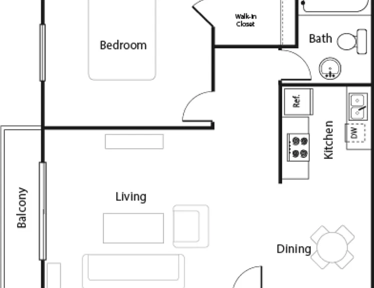 1 Bedroom Floorplan Diagram