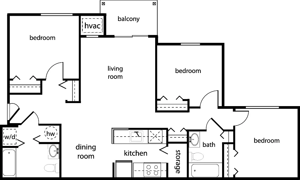 Floor plan Three-Bedroom
