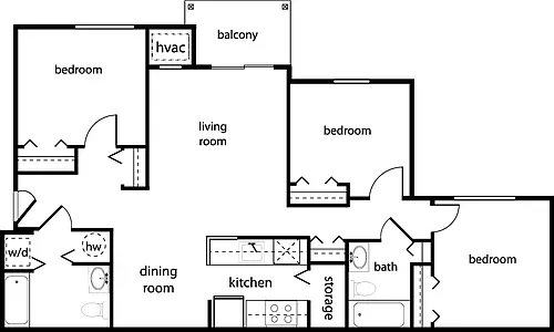 Floor plan Three-Bedroom