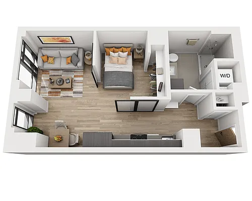 Floor plan One Bedroom A1M
