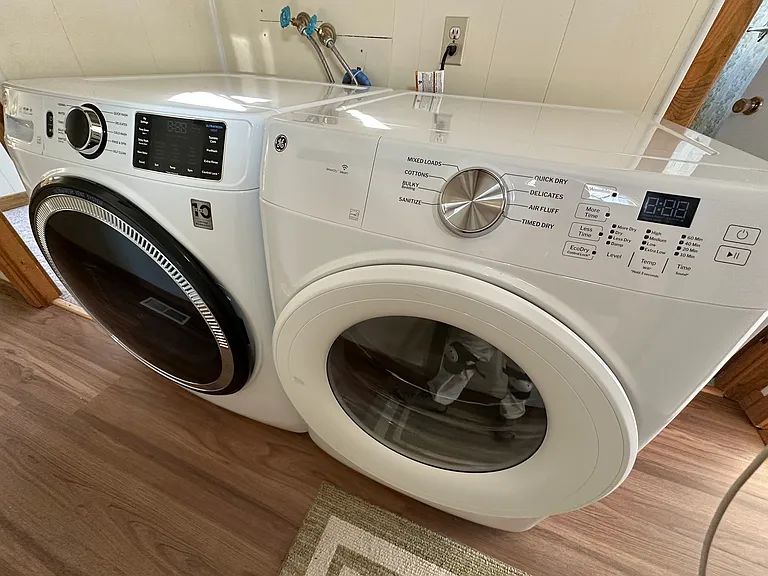 New GE high-efficiency, front-loading washer/dryer set.