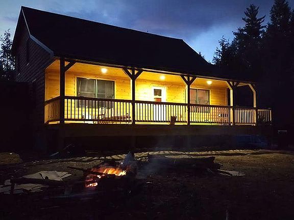 Exterior at night.