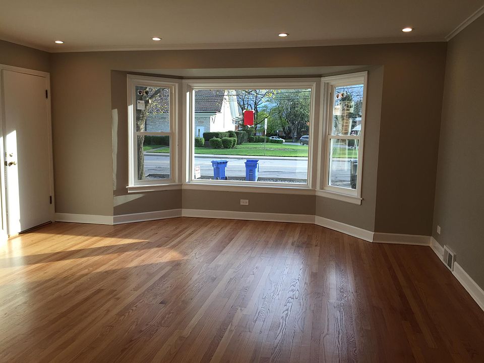 Living room with large bay window