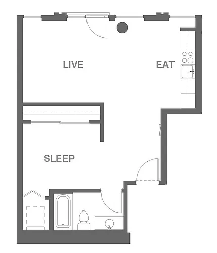 Floor plan 1x1 B Open
