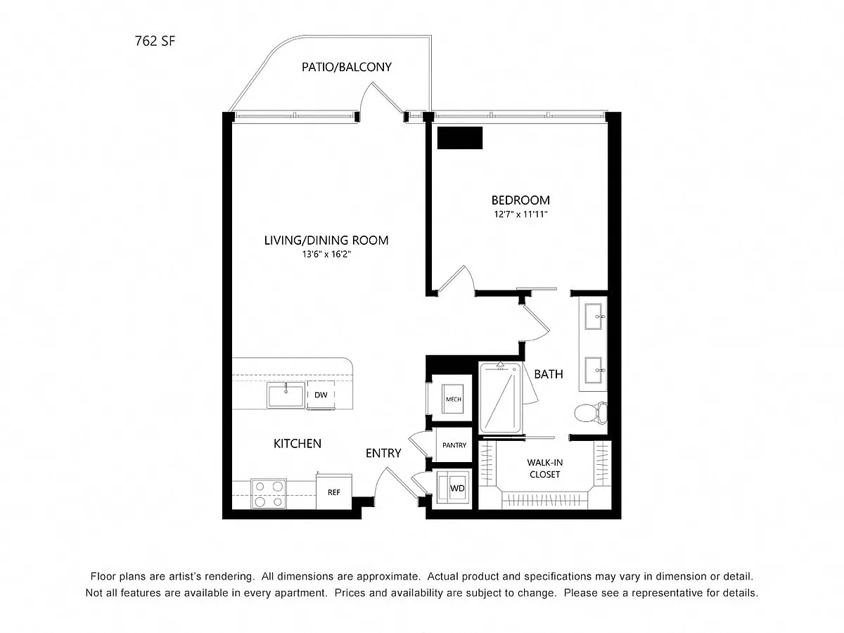 Floor plan 1 Bedroom A