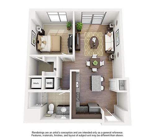 Floor plan 1 Bed/1 Bath-A03
