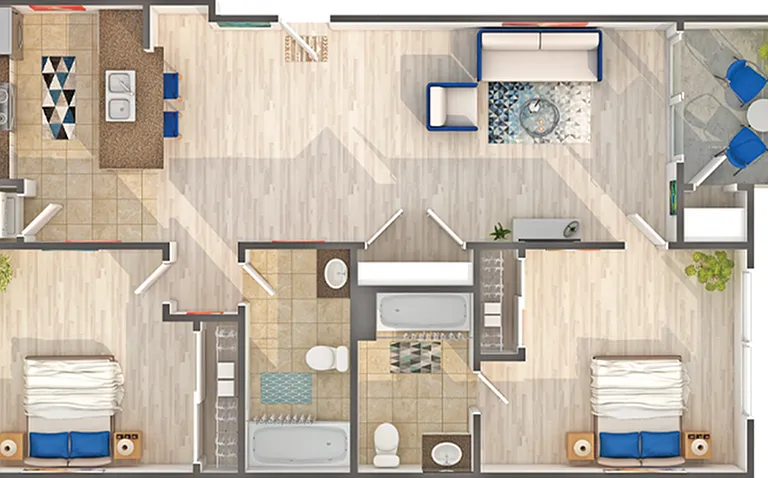 B1 | 2-Bedroom Floorplan B1 | 2-Bedroom Floorplan