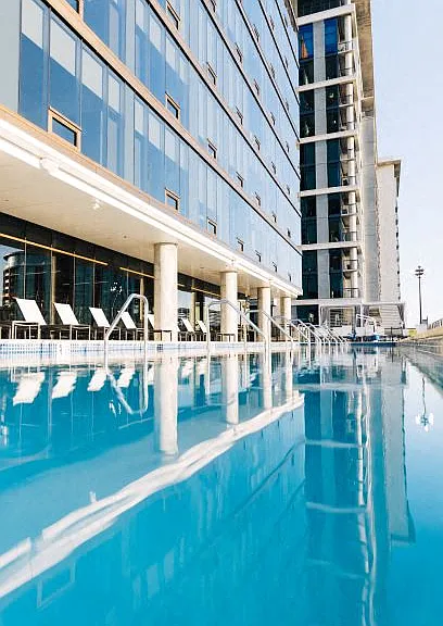 Insta-worthy resort style pool at Kenect Nashville