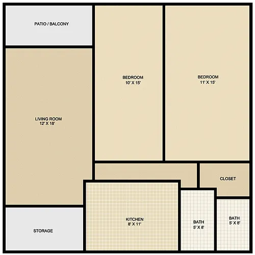 Floor plan The Sierra (2 Bed/2 Bath)