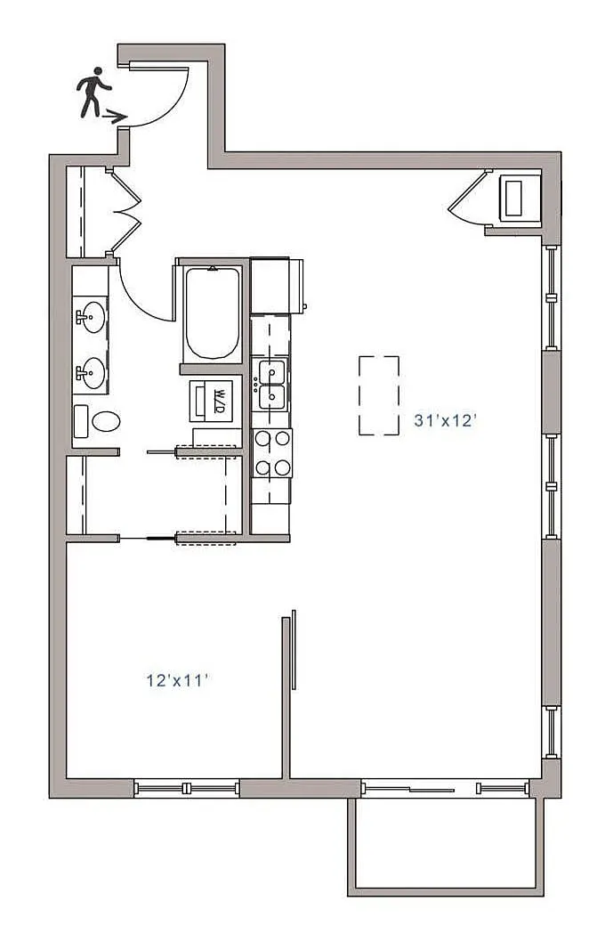 Floor plan 1 Bed 1 Bath I - 1800