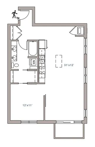 Floor plan 1 Bed 1 Bath I - 1800