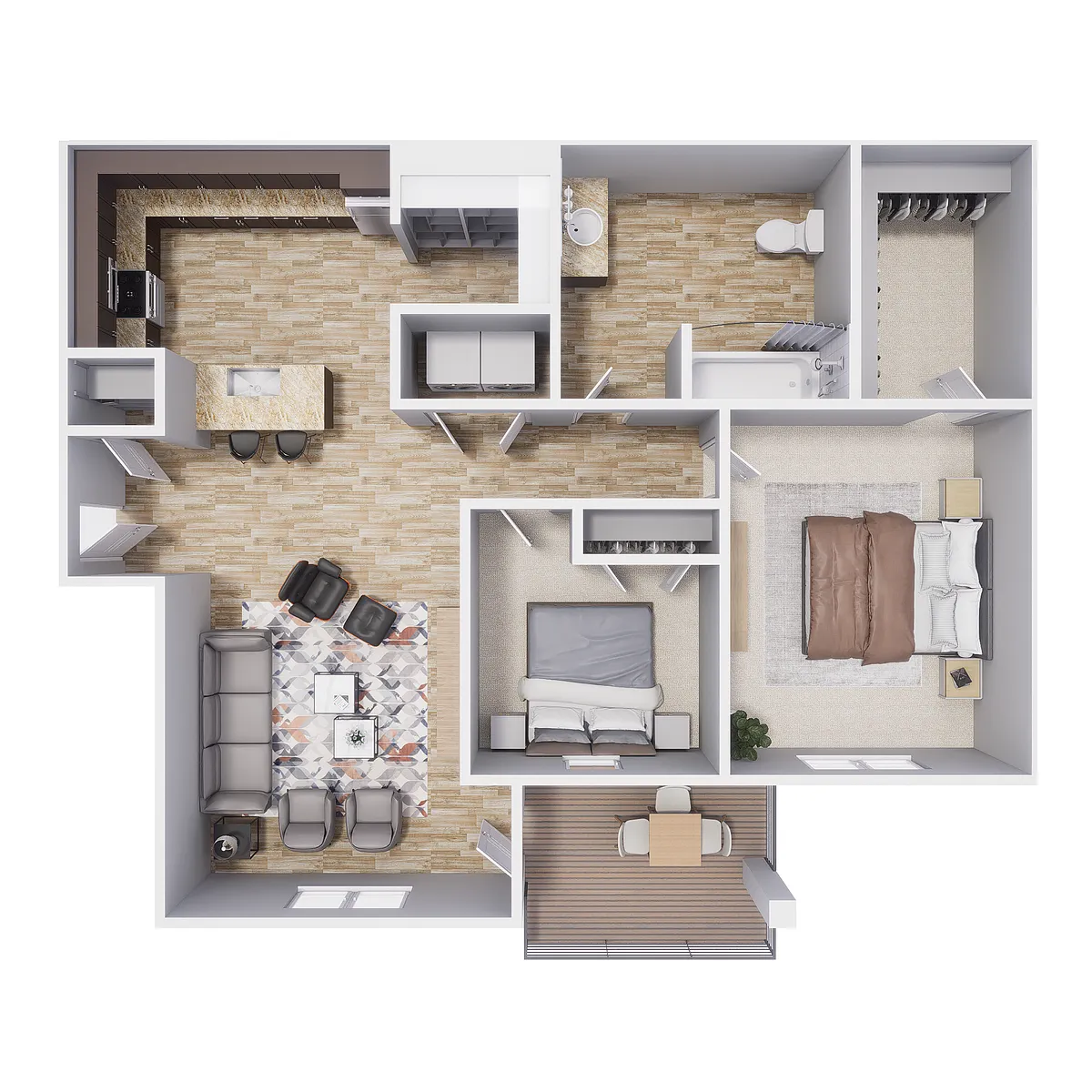 Floor plan 2x1 - 884 sqft - B1