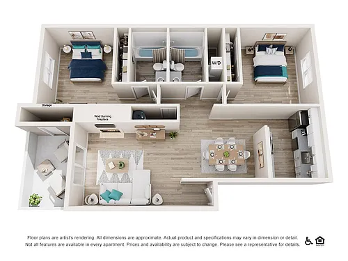 Floor plan 2 Bedroom 2 Bath - Classic