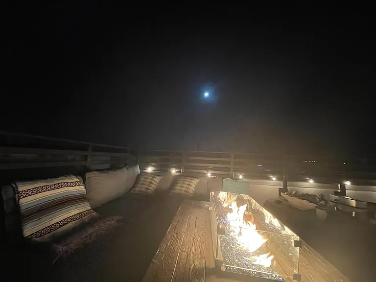 evening view of firepit table