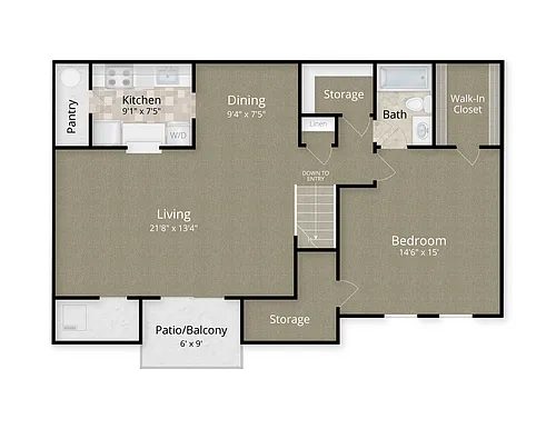 Floor plan 1 Bed x 1 Bath - Birchwood II