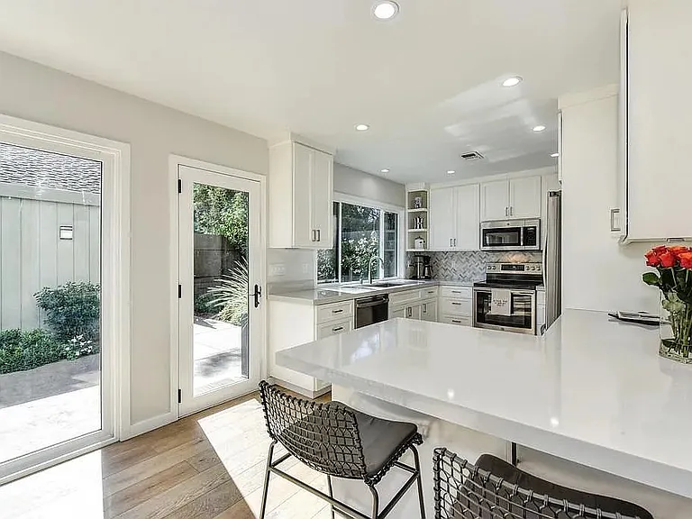 Beautiful remodeled kitchen filled with wonderful morning light.
