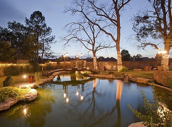 Here is a view of the pond at night.