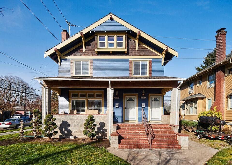 Front View of Home, Rental entrance is door on left.