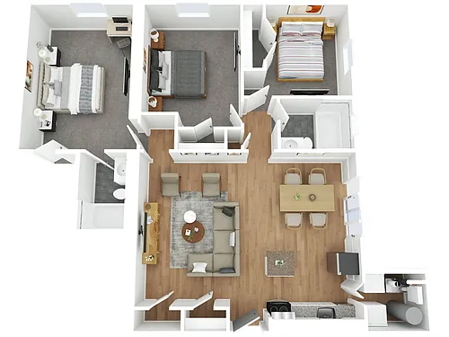 Floor plan 1 Bed 1 Bath | Classic DLX (RG)