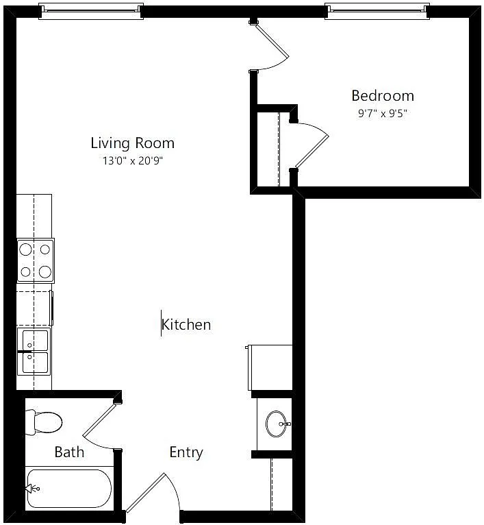 Floor plan One Bedroom One Bath