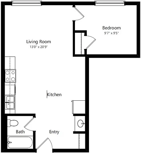 Floor plan One Bedroom One Bath