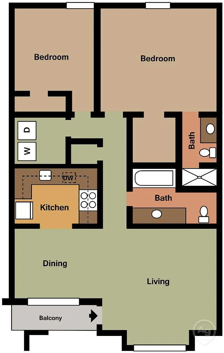 Floor plan 2Bed - 2Bath