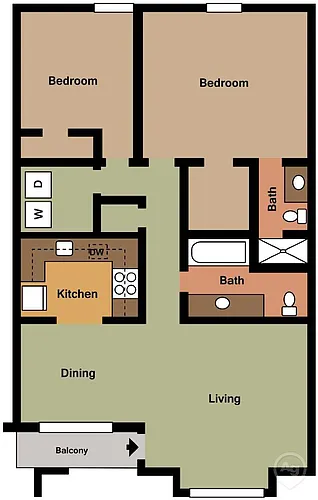 Floor plan 2Bed - 2Bath