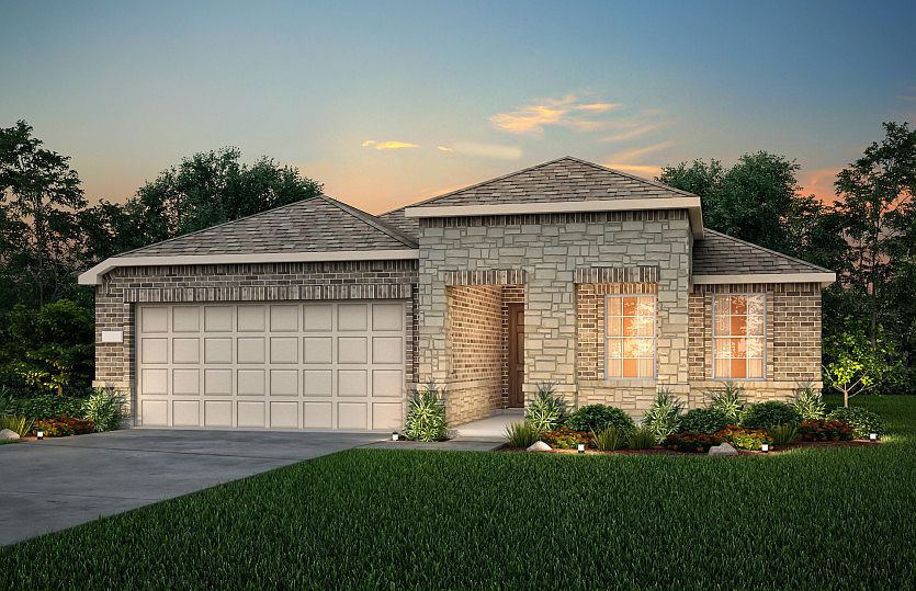 The Eastgate, a one-story home with 2-car garage, shown with Home Exterior LS202