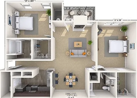 2 bed 2 bath Winchester floor plan 2 bed 2 bath Winchester floor plan
