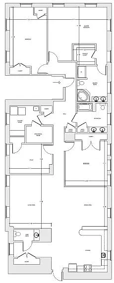 Floor plan 3BD 2.5BA DEN