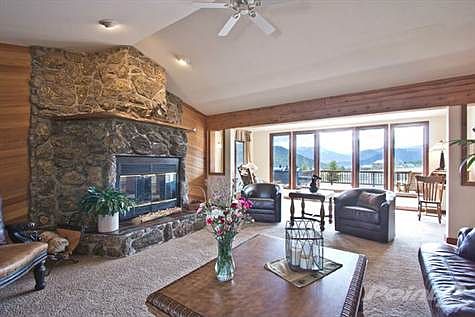 Living Room with Native Stone Fireplace