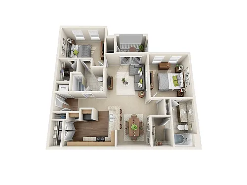 Floor plan 2 Bed, 2 Bath A (80% Income Restricted)