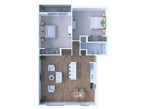 Floor plan 2 BR - 1 BTH Renovated
