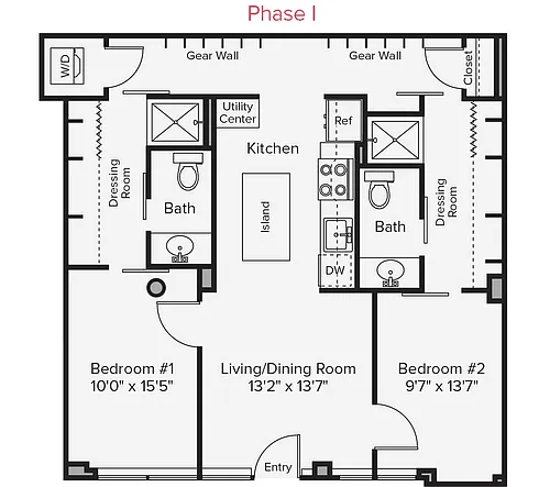 Floor plan B1V-1155sqft