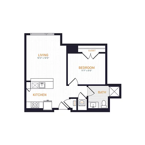Floor plan J2.1 | 1 Bed | 1 Bath