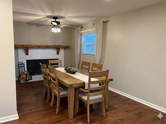 Dining area with fireplace