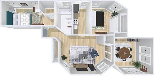 Floor plan 3bd/1b C