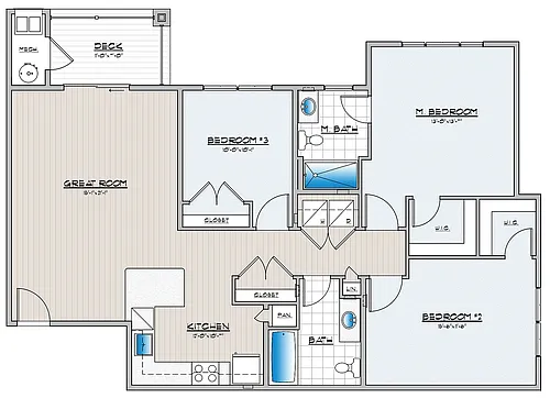 Floor plan 3 Bedroom 2 Bathroom Small