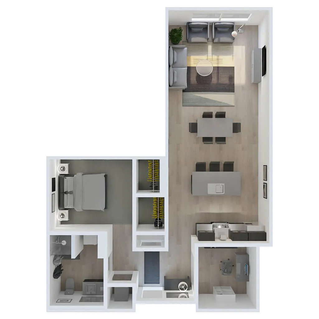 Floor plan 1 Bed plus Den D6
