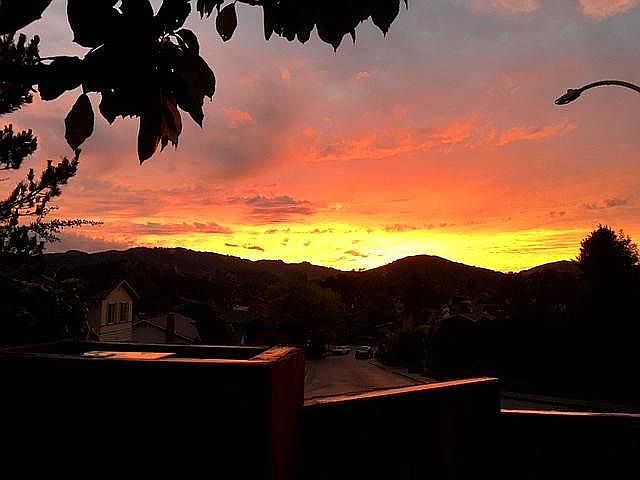 Sunset views from living room and patio