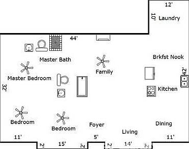 Upstairs Floor Plan : about 1950 sq. ft. of living area upstairs.