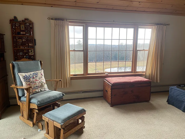 Living room overlooking the pond and Mount Monadnock