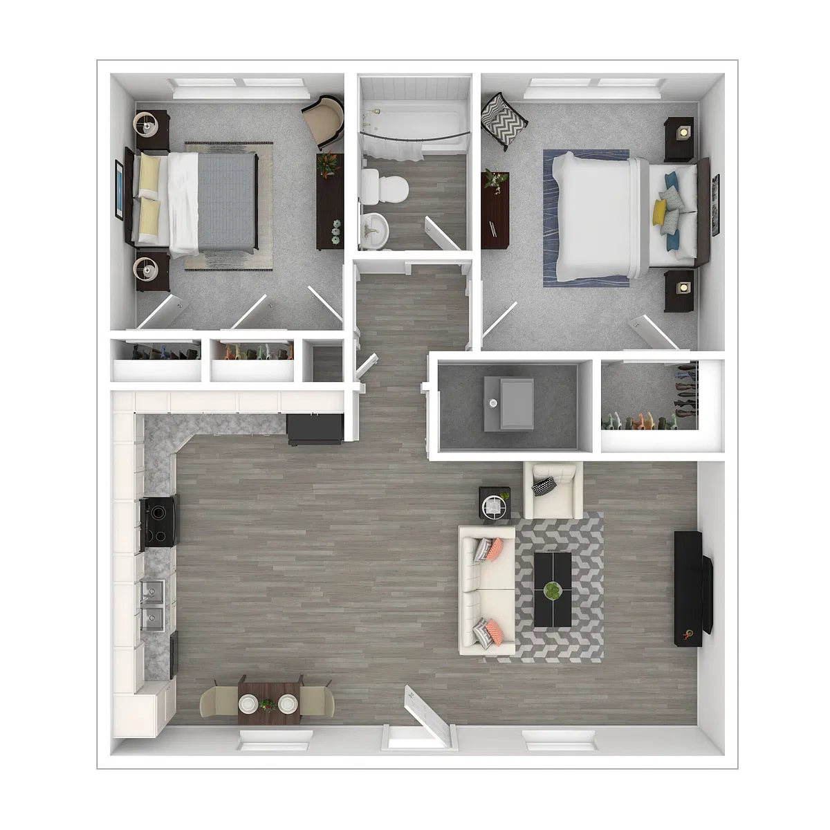 Floor plan Income-Restricted 2 Bedroom, 1 Bath