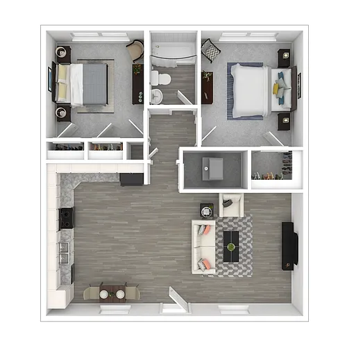 Floor plan Income-Restricted 2 Bedroom, 1 Bath