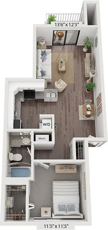 Floor plan One Bedroom One Bath Renovated